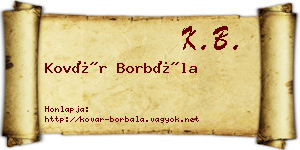 Kovár Borbála névjegykártya